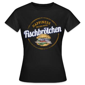 Fish sandwiches with herring or herring - Women's T-Shirt - black - Front - AI Model Female 172 dark (172cm)