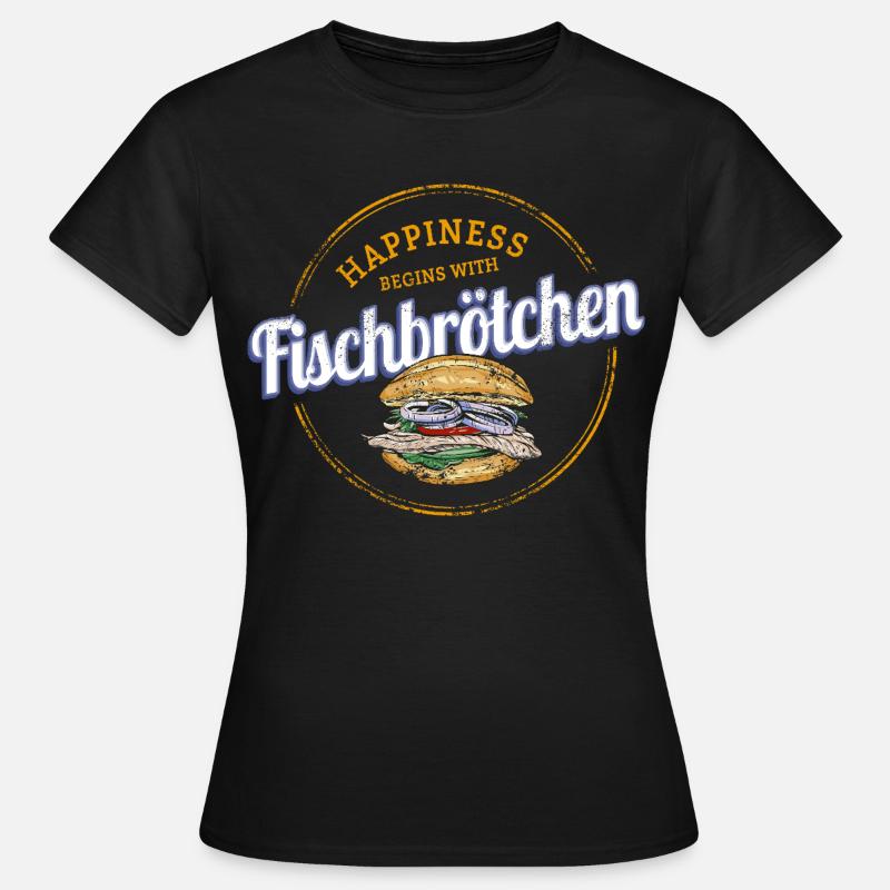 Fischbrötchen mit Matjes oder Bismarckhering - Frauen T-Shirt - Schwarz