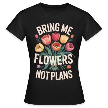 Bouquet with desired text - Women's T-Shirt - black - Front - AI Model Female 172 dark (172cm)