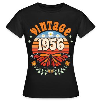 1956 Butterfly 70th Birthday Woman - Women's T-Shirt - black - Front - AI Model Female 172 dark (172cm)