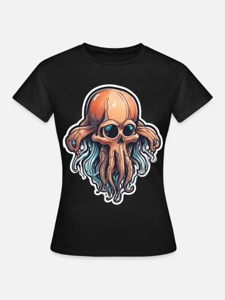 Umweltfreundlicher Tintenfischschädel - Frauen T-Shirt - Schwarz