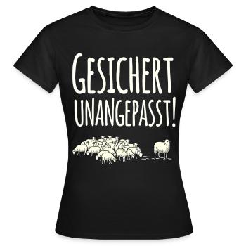 Gesichert Unangepasst Schaaf Herde - Frauen T-Shirt - Schwarz - Vorne - AI Model Female 172 dark (172cm)