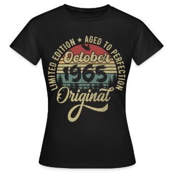 october 1965 anniversary october 1965 october - Women's T-Shirt - black - Front - AI Model Female 172 dark (172cm)