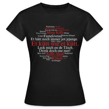 Cologne Kölsch Nuage de mots Carnaval de Cologne Alaaf Kölle - T-shirt Femme - noir - Devant - AI Model Female 172 dark (172cm)