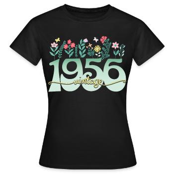 1956 Flowers 70 Years Anniversary Woman - Women's T-Shirt - black - Front - AI Model Female 172 dark (172cm)