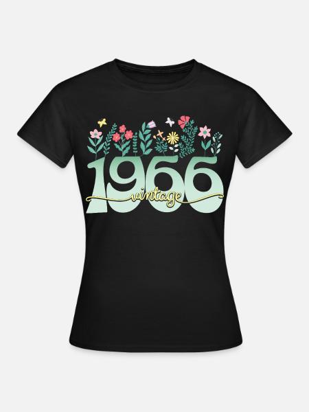 1966 Blumen 60 Jahre Jubiläum Frau - Frauen T-Shirt - Schwarz
