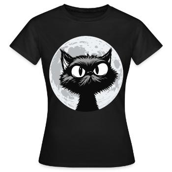 Mondkatze Mitternacht - Frauen T-Shirt - Schwarz - Vorne - AI Model Female 172 dark (172cm)