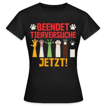 Bien-être animal FIN À L’EXPÉRIMENTATION ANIMALE MAINTENANT DRÔLE - T-shirt Femme - noir - Devant - AI Model Female 172 dark (172cm)