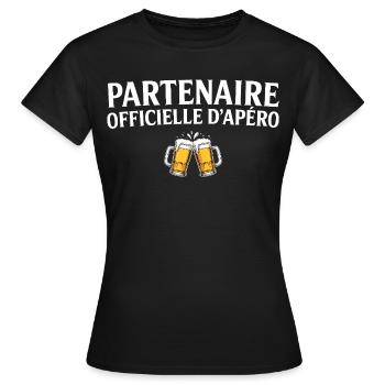 Offizieller Partner Apéro Paar Humor Apéro - Frauen T-Shirt - Schwarz - Vorne - AI Model Female 172 dark (172cm)