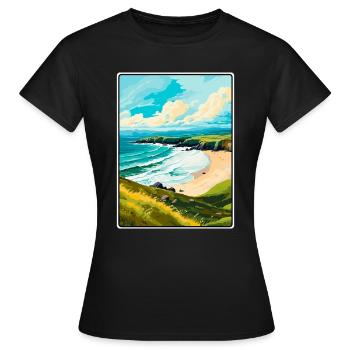 Dingle-Halbinsel Irland Reiseplakat Stadtbild - Frauen T-Shirt - Schwarz - Vorne - AI Model Female 172 dark (172cm)
