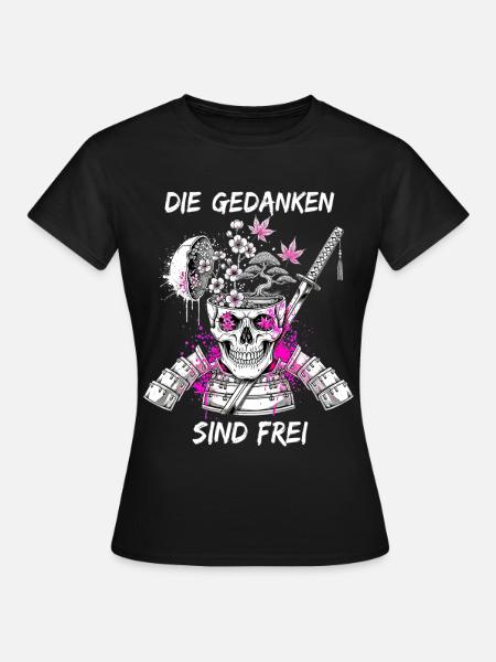 Kriegerischer Totenkopf Samurai - Frauen T-Shirt - Schwarz