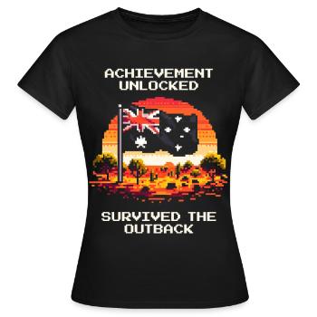 Achievement: Outback überlebt | Australien - Frauen T-Shirt - Schwarz - Vorne - AI Model Female 172 dark (172cm)