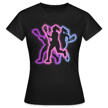 Lacrosse Spieler Typografie Frauen Lacrosse - Frauen T-Shirt - Schwarz - Vorne - AI Model Female 172 dark (172cm)