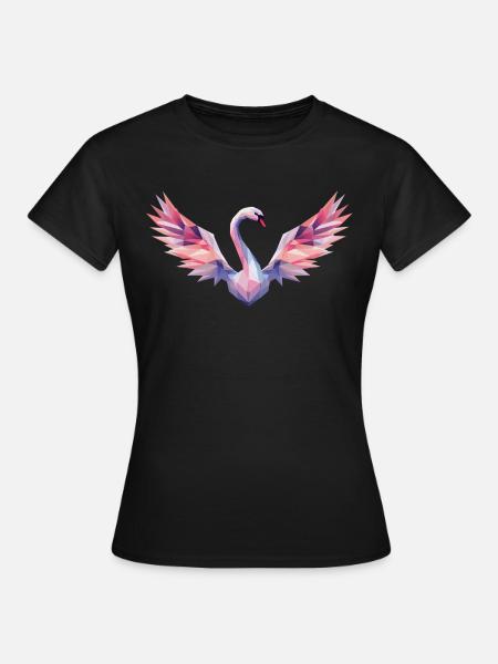 Geometrischer Schwan mit Farbverlauf - Frauen T-Shirt - Schwarz