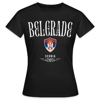 J'aime Belgrade, je me souviens de Belgrade - T-shirt Femme - noir - Devant - AI Model Female 172 dark (172cm)