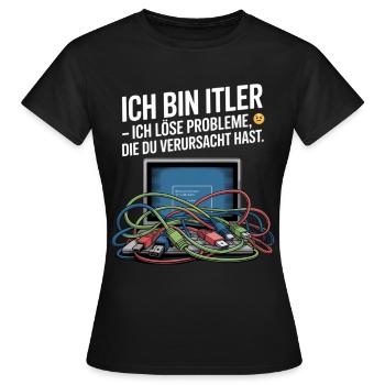 Je suis un spécialiste en informatique : humour informatique et motivation pour résoudre les problèmes - T-shirt Femme - noir - Devant - AI Model Female 172 dark (172cm)