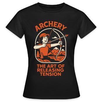 Archery: The Art of Relieving Tension - Women's T-Shirt - black - Front - AI Model Female 172 dark (172cm)