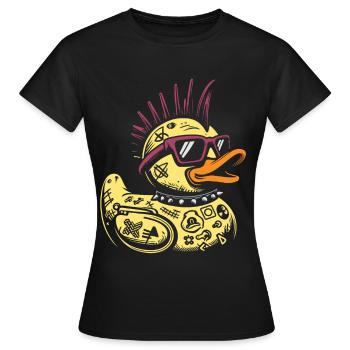 Punk Rocker Ente Badeente Quietscheente Punkrock  - Frauen T-Shirt - Schwarz - Vorne - AI Model Female 172 dark (172cm)