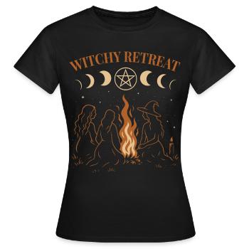 Samhain Hexen Ritual Feuer Witchy Retreat Art - Frauen T-Shirt - Schwarz - Vorne - AI Model Female 172 dark (172cm)
