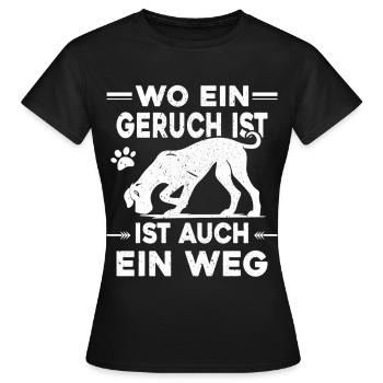 Mantrailing - Wo ein Geruch da ein Weg - Frauen T-Shirt - Schwarz - Vorne - AI Model Female 172 dark (172cm)