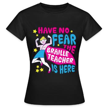 Professeur de Braille Braille Dotum - T-shirt Femme - noir - Devant - AI Model Female 172 dark (172cm)