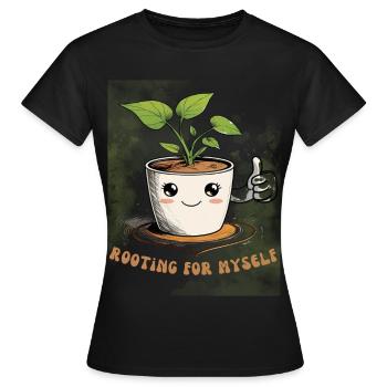 Süßer Blumentopf mit  charme - Frauen T-Shirt - Schwarz - Vorne - AI Model Female 172 dark (172cm)