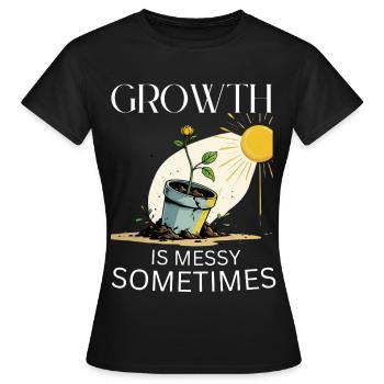 Métaphore de la croissance avec fleur et soleil - T-shirt Femme - noir - Devant - AI Model Female 172 dark (172cm)