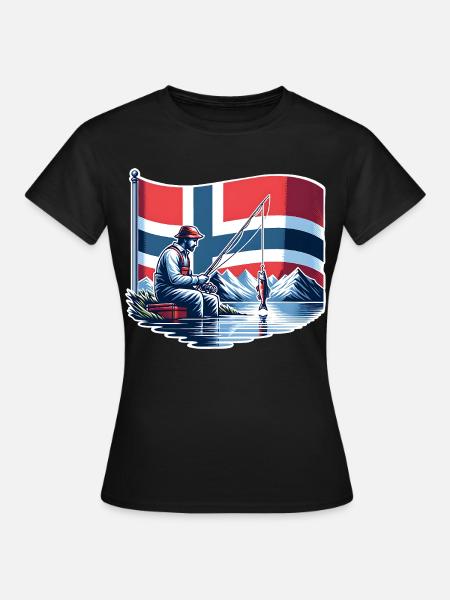 Norwegen Angeln Boot - Frauen T-Shirt - Schwarz