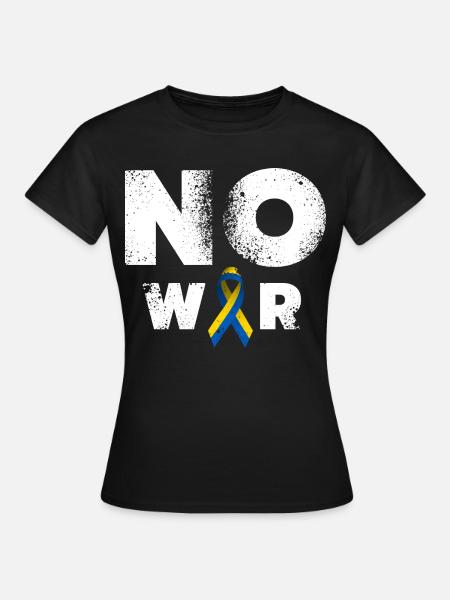 No War Ukraine Friedenszeichen - Frauen T-Shirt - Schwarz