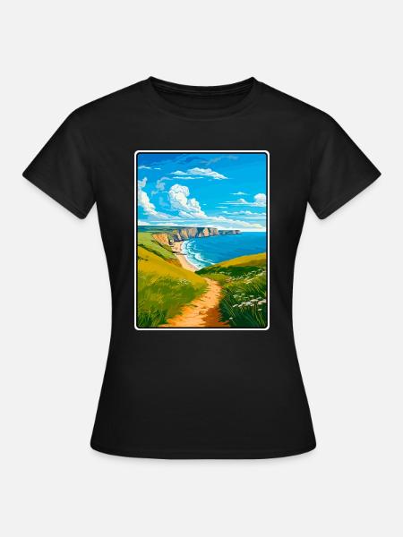 Pembrokeshire Wales Reiseplakat Stadtbild WPA - Frauen T-Shirt - Schwarz