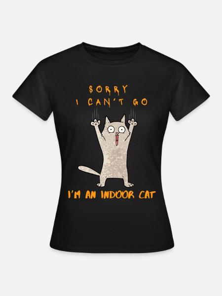 Drôle Introverti Amoureux des chats Meme Je suis un chat d’intérieur - T-shirt Femme - noir