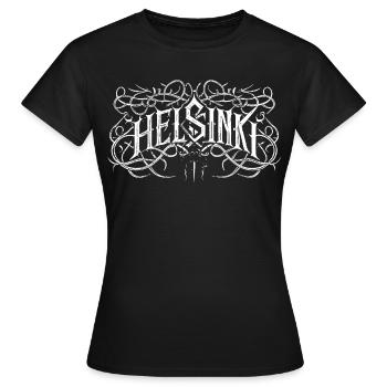 Helsinki Heavy Metal Headbanger Typography - Women's T-Shirt - black - Front - AI Model Female 172 dark (172cm)