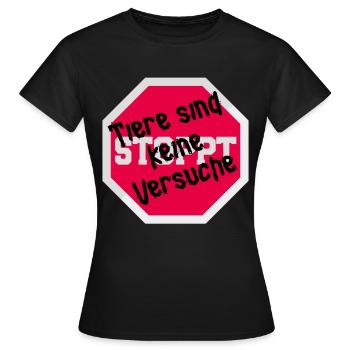 Tierversuch TIERE SIND KEINE VERSUCHE LUSTIG - Frauen T-Shirt - Schwarz - Vorne - AI Model Female 172 dark (172cm)