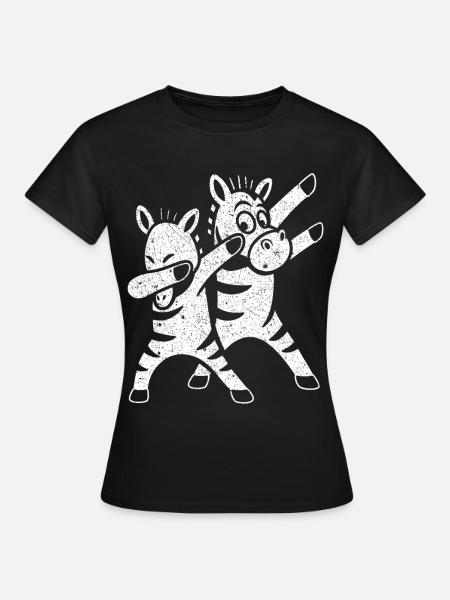 Lustige Tanzende Zebras Dabbing - Frauen T-Shirt - Schwarz