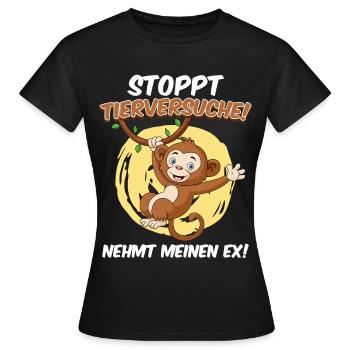Tierschutz STOPPT TIERVERSUCHE NEHMT MEINEN EX - Frauen T-Shirt - Schwarz - Vorne - AI Model Female 172 dark (172cm)