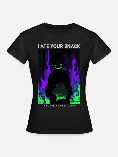 Vaporwave Phonk Anime Horror Snack Creepy Grin - Naisten t-paita - musta