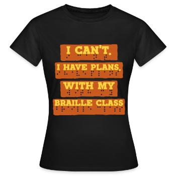 Professeur de braille Cours de braille en braille - T-shirt Femme - noir - Devant - AI Model Female 172 dark (172cm)