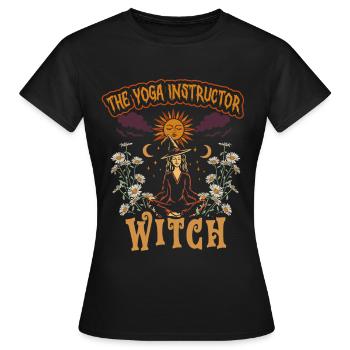 Professeur de yoga La sorcière instructrice de yoga Halloween - T-shirt Femme - noir - Devant - AI Model Female 172 dark (172cm)