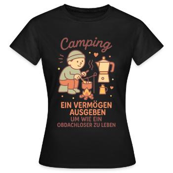 Camping ein Leben ohne Heim lustiger Camper Spruch - Frauen T-Shirt - Schwarz - Vorne - AI Model Female 172 dark (172cm)