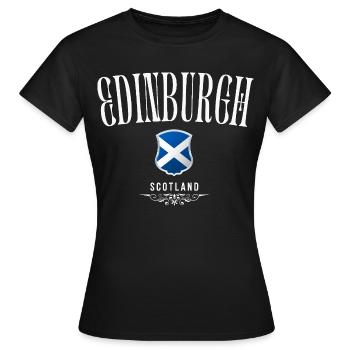 Edinburgh Schottland, Souvenir Edinburgh - Frauen T-Shirt - Schwarz - Vorne - AI Model Female 172 dark (172cm)