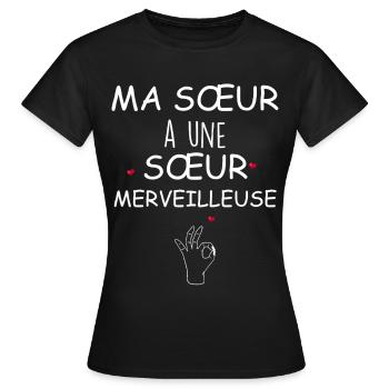 My Sister Has a Wonderful Sister - Women's T-Shirt - black - Front - AI Model Female 172 dark (172cm)