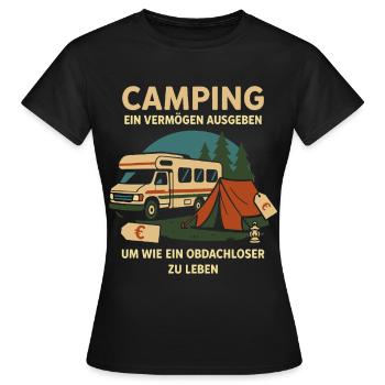 Dépenses de camping pour être sans-abri - T-shirt Femme - noir - Devant - AI Model Female 172 dark (172cm)
