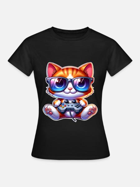 Gaming Katze - Frauen T-Shirt - Schwarz