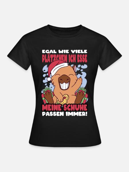 Weihnachtsgeschenk Capybara Plätzchen Lustig - Frauen T-Shirt - Schwarz