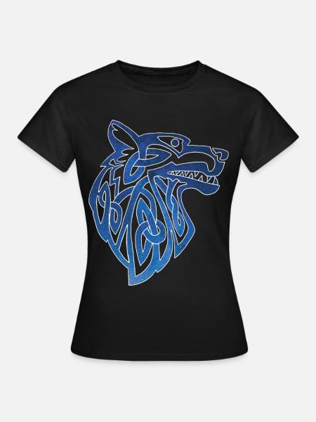 Wikingerwolf und Sternenhimmel - Frauen T-Shirt - Schwarz