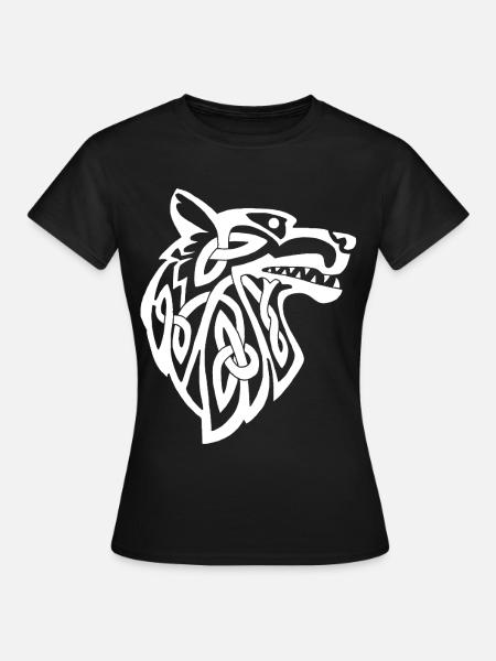 Wikinger Weißer Wolf - Frauen T-Shirt - Schwarz