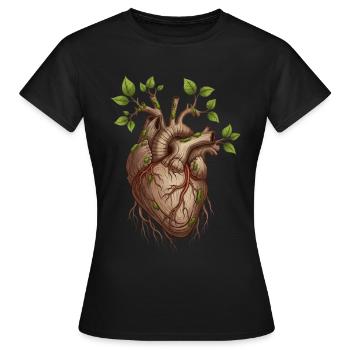 Lebendiges Baumherz - Frauen T-Shirt - Schwarz - Vorne - AI Model Female 172 dark (172cm)