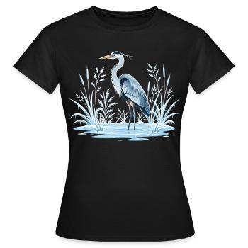 Héron cendré dans le paysage hivernal - T-shirt Femme - noir - Devant - AI Model Female 172 dark (172cm)