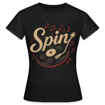 Faites tourner des disques vinyles pour les amateurs de musique, ambiance rétro - T-shirt Femme - noir - Devant - AI Model Female 172 dark (172cm)