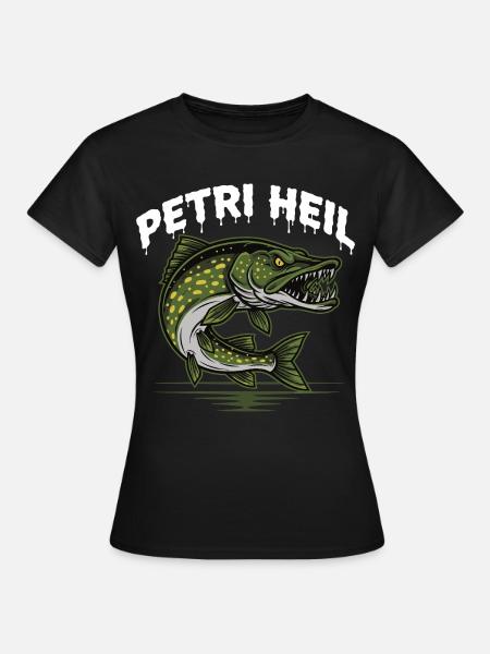 Petri Heil Angler Shirt - Frauen T-Shirt - Schwarz